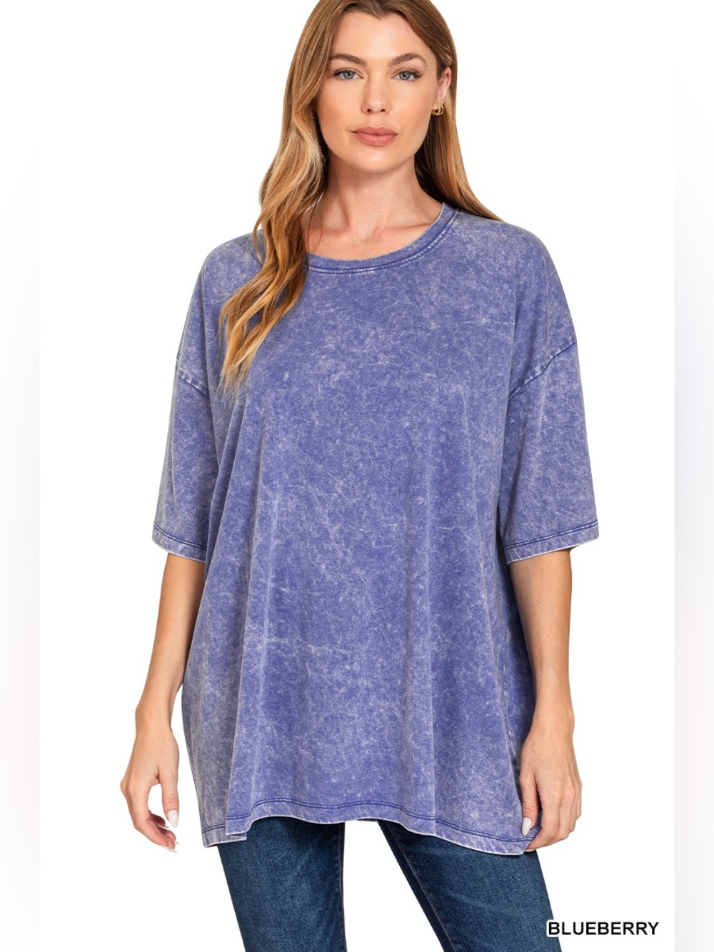 Z12 Zenana Oversized Mineral-Wash Boyfriend Tee